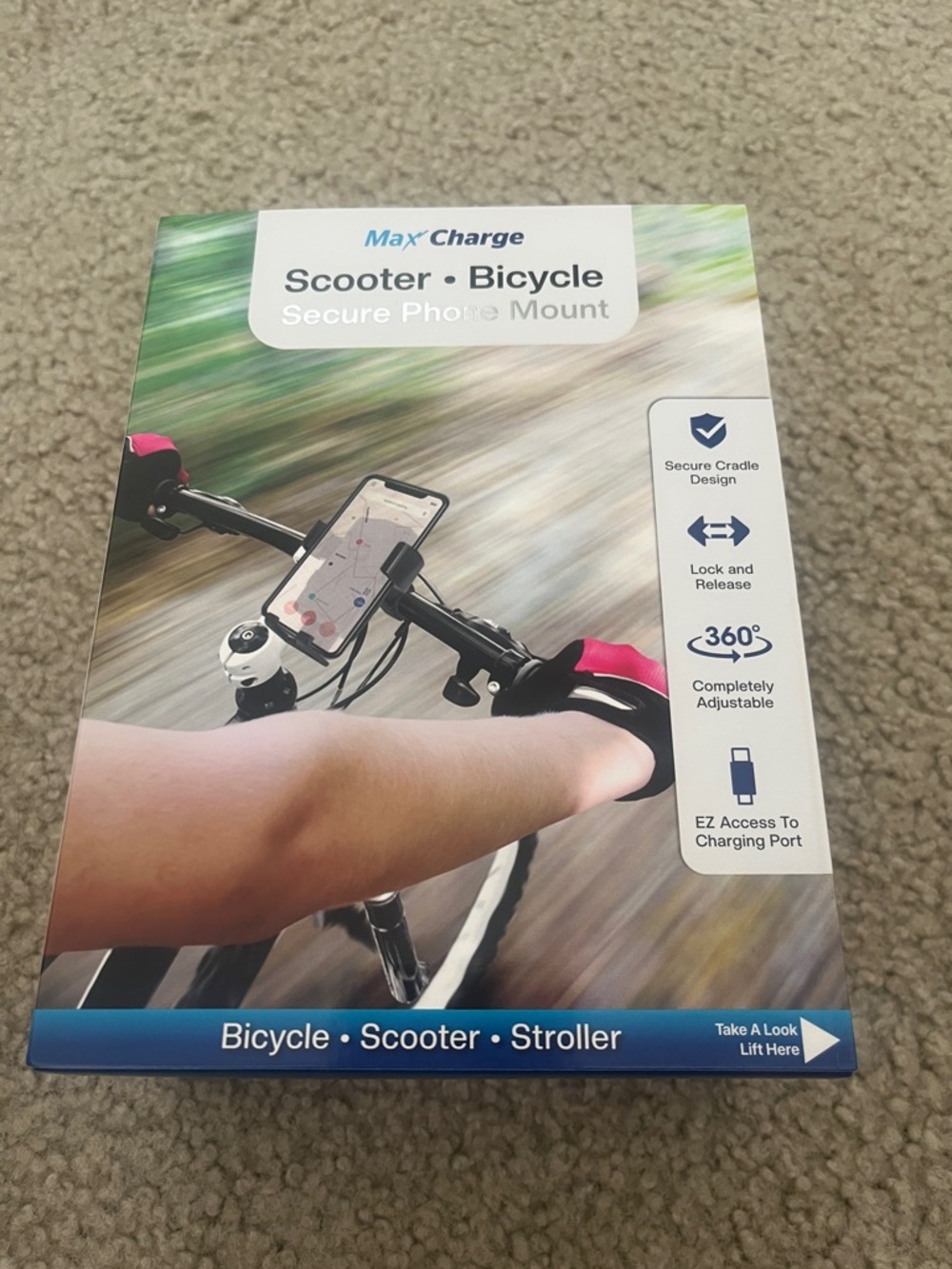 MaxCharge Scooter & Bicycle Secure Phone Mount - Black
